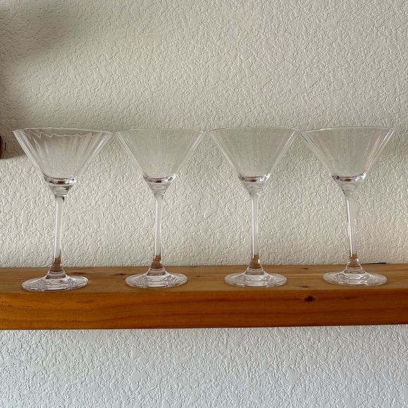 Marquis By Waterford Vintage Ribbed Crystal Martini Glasses Set of 4 - Picture 1 of 5